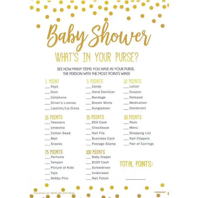 Baby Shower What's in Your Purse Games 24Pk 380169