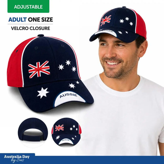 Baseball Cap Adults Adjustable Velcro Size Embroidered Australiana Design 98132