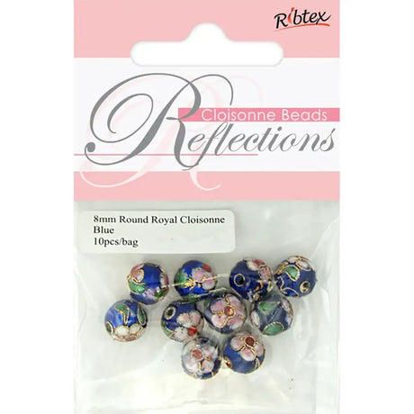 Bead Cloisonne Round Blue 8mm CLS115