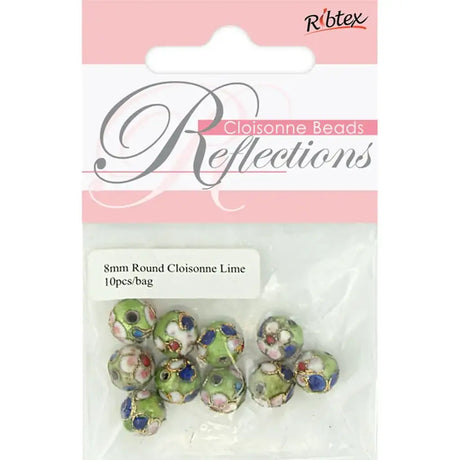 Bead Cloisonne Round Lime 8mm 10Pk CLS124