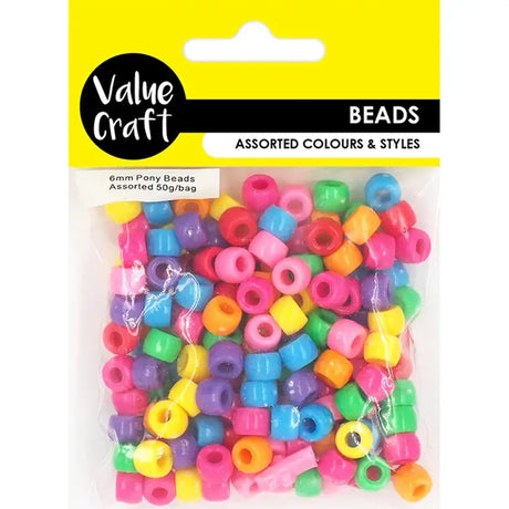 Beads Pony Beads Multi Brights 6mm 50g VC103