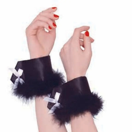 Black Bunny Feather Wrist Cuffs 848235
