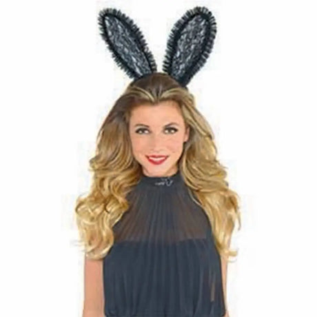 Black Lace Bunny Ears Headband 848213