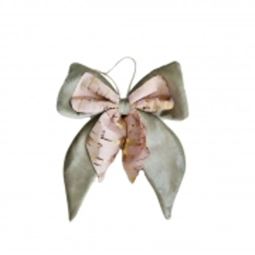 Blush Pink And Green Bow 11X11cm XM208611