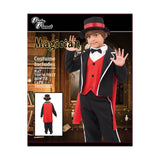 Boy Magician Costume Size XXL Including Hat, Top Vest, Bowtie, Cape, Trousers, Height 152cm, Waist 64cm PP74177