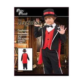 Boy Magician Costume Size XXL Including Hat, Top Vest, Bowtie, Cape, Trousers, Height 152cm, Waist 64cm PP74177