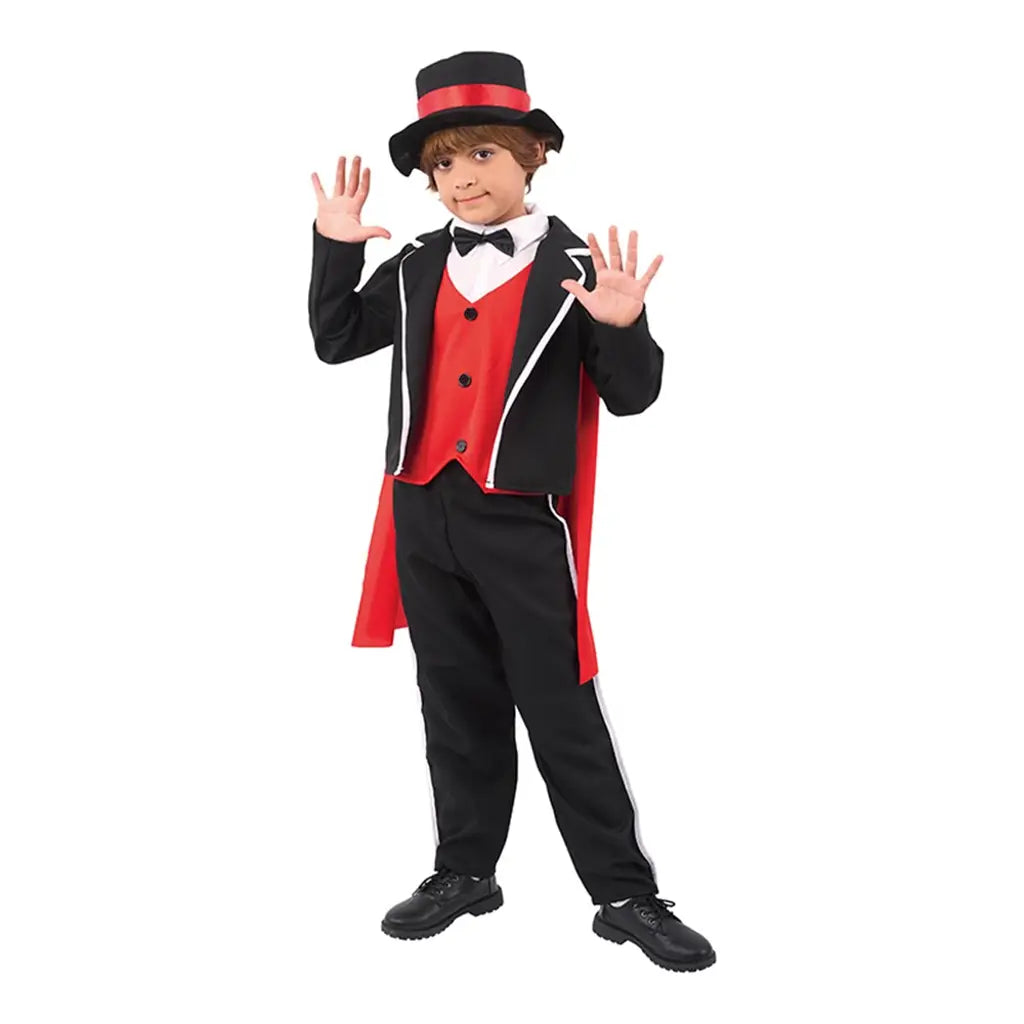 Boy Magician Costume Size XXL Including Hat, Top Vest, Bowtie, Cape, Trousers, Height 152cm, Waist 64cm PP74177