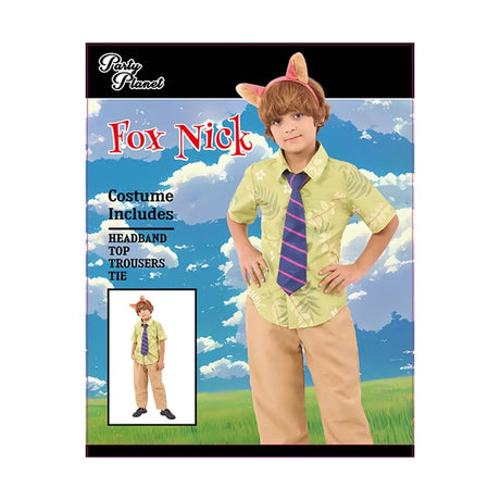 Boy Nick Wilde Costume Including Headband, Top, Trousers, Tie, PP95769