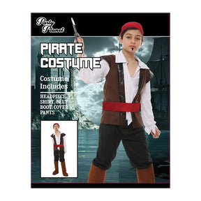 Boy Pirate Costume Including Headpiece, Shirt, Belt, Boot Cover, Pants PP79946