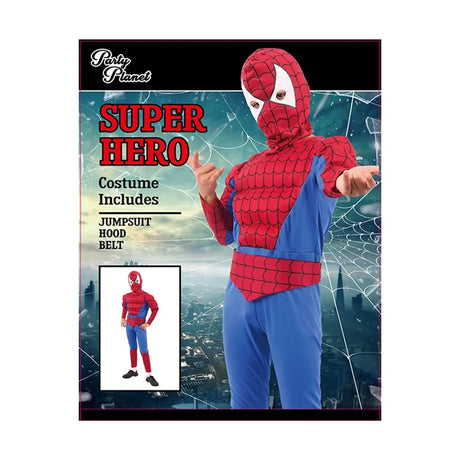 Boy Spider-Man Muscle Costume-Including Jumpsuit, Hood, Belt PP71381