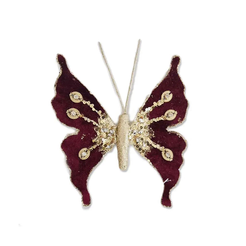 Burgundy Butterfly With Clip 14.5X12.5cm XM208680