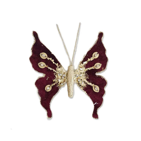 Burgundy Butterfly With Clip 14.5X12.5cm XM208680