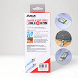 Charge & Sync Usb C To 8 Pin Pvc Cable - Suitable For Iphone Devices Blue & Purple  2m 277919