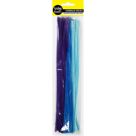 Chenille Sticks Blue Purple 6mm 60Pk VCCS13
