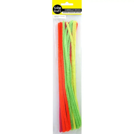 Chenille Sticks Fluoro 6mm 60Pk VCCS05