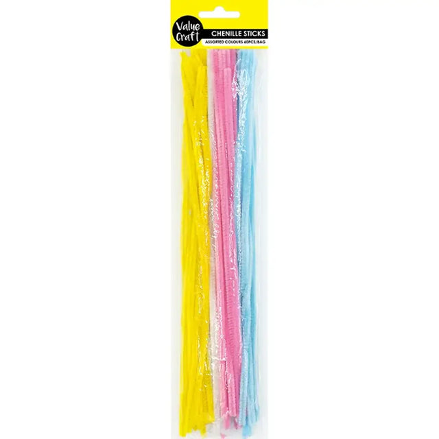 Chenille Sticks Pastel 6mm 60Pk VCCS04