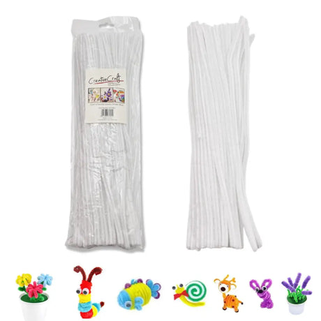 Craft Chenille Stem Pk100 30cm White K235822