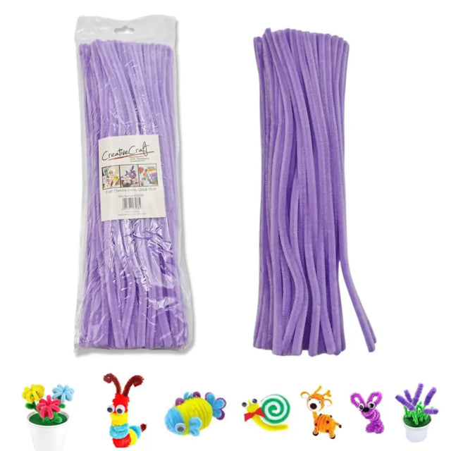 Craft Chenille Sticks Light Purple 30cm 100Pk K235785