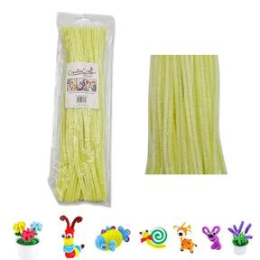 Craft Chenille Sticks Light Yellow 30cm 100Pk K235730