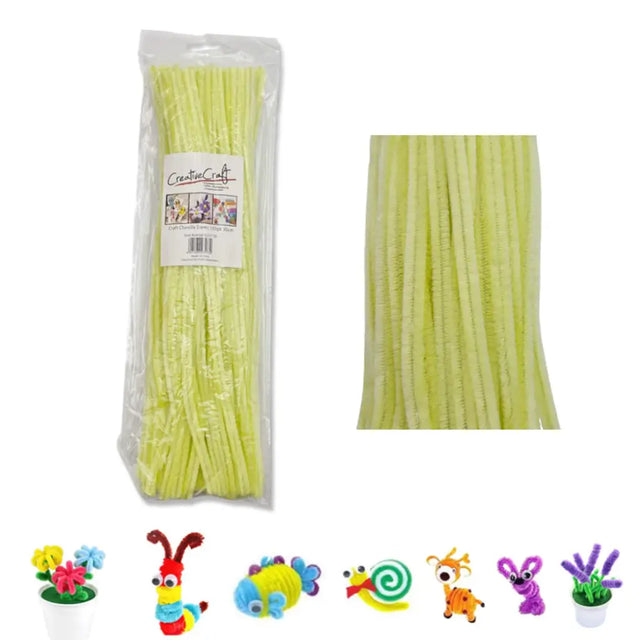 Craft Chenille Sticks Light Yellow 30cm 100Pk K235730
