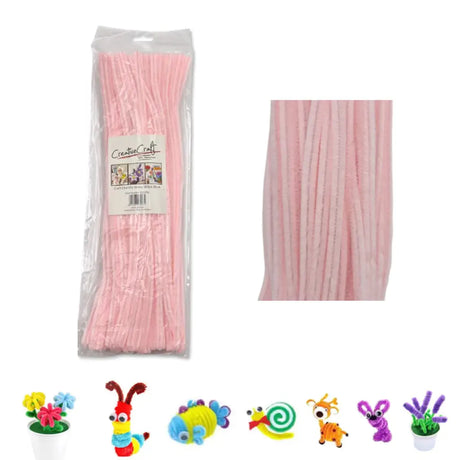 Craft Chenille Sticks Pink 30cm 100Pk K235761