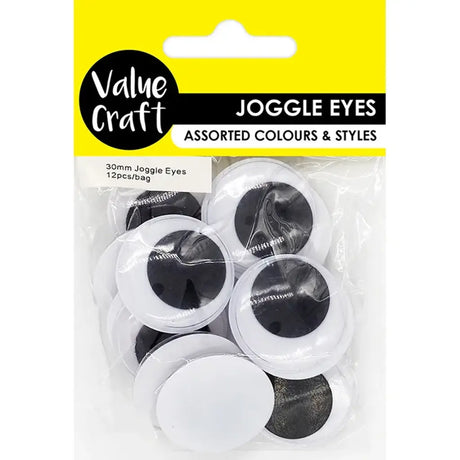 Craft Joggle Eye Round 30mm 12Pk VCE08