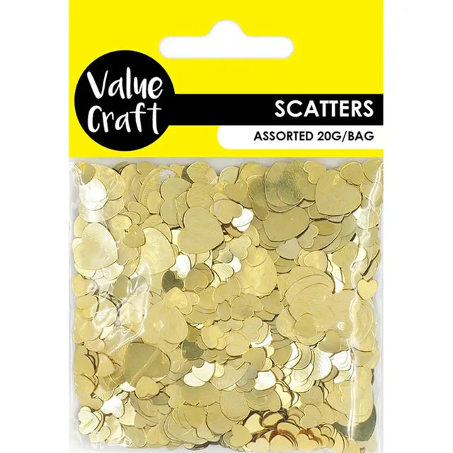 Craft Scatters Heart 2 Sizes Gold 20g VCSQ12