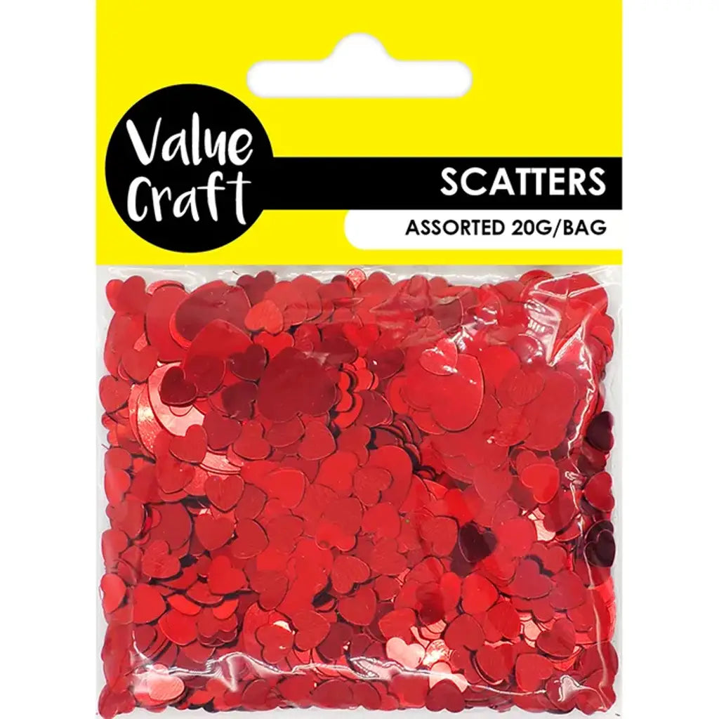 Craft Scatters Heart 2 Sizes Red 20g VCSQ11