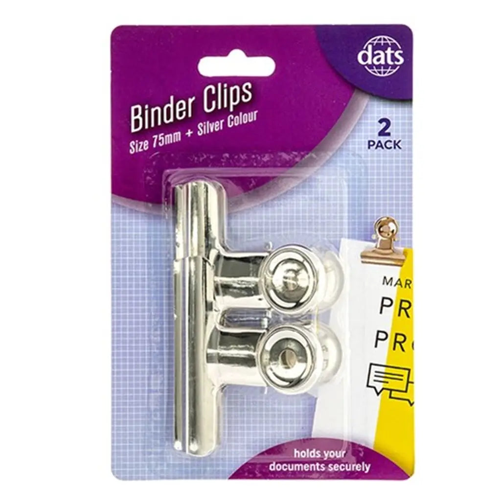 Dats Clip Binder Silver 75mm 2Pk 52208