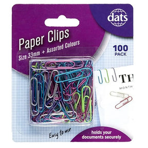 Dats Clip Paper Mixed Metallic 33mm 100Pk  54751