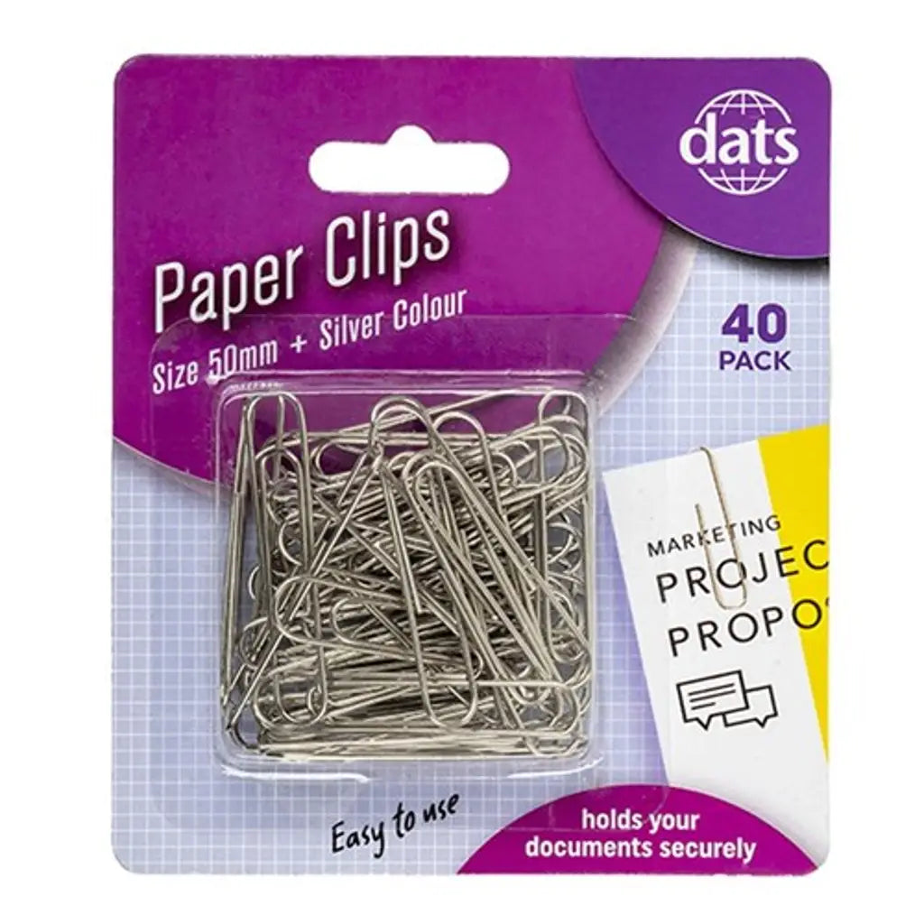 Dats Clip Paper Silver 50mm 40Pk 50581
