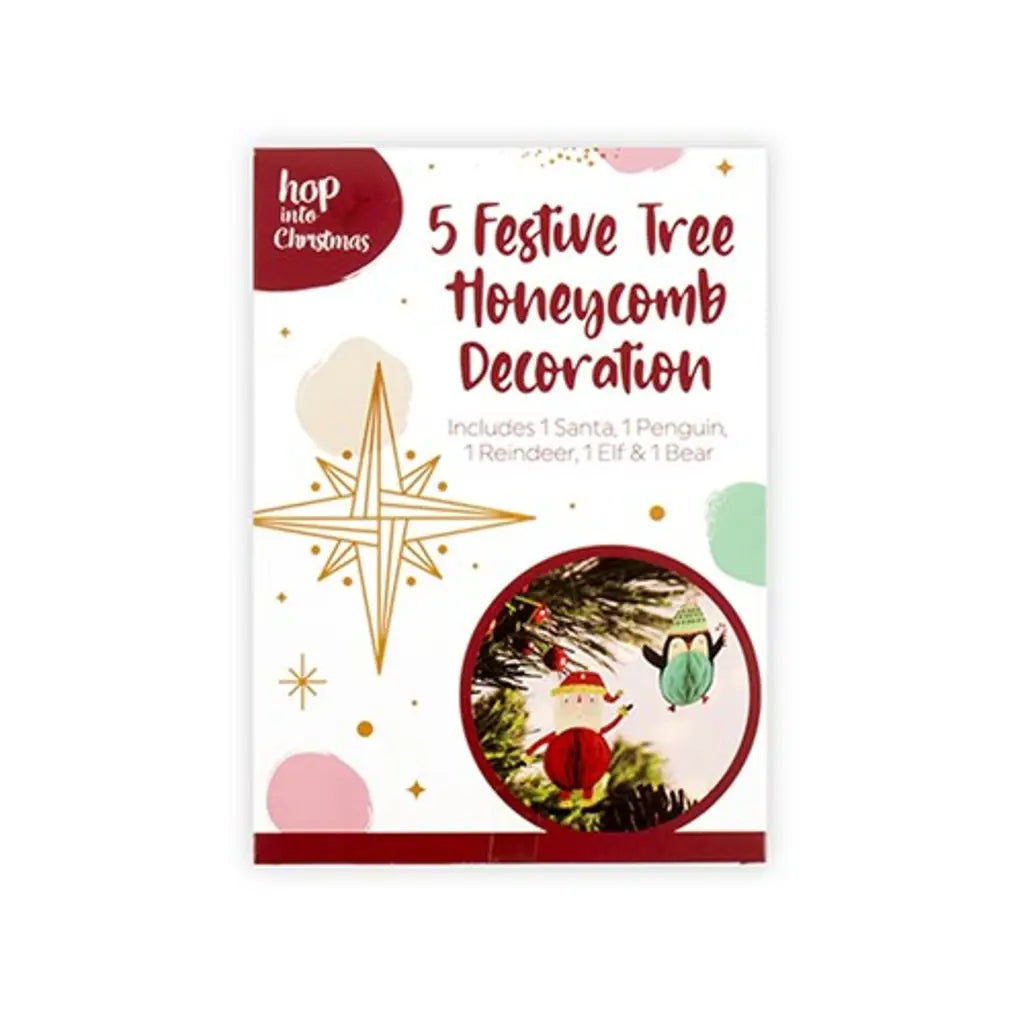 Dats Decoration Xmas Tree Honeycomb 5pk Asst Designs 71155