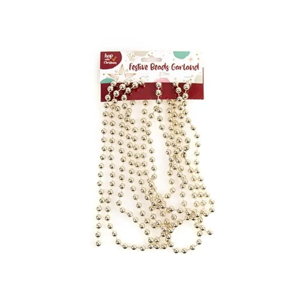 Dats Garland Xmas w Beads 2.7m Champagne 73386