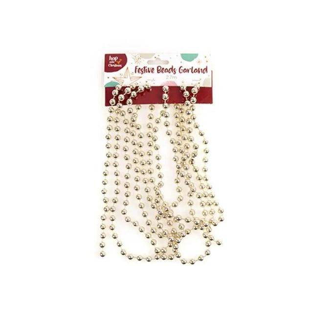 Dats Garland Xmas w Beads 2.7m Champagne 73386