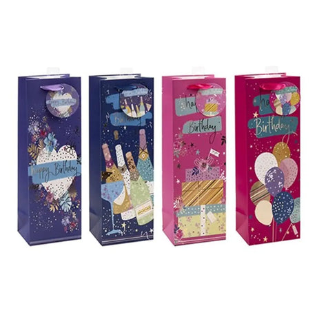 Dats Gift Bag 210Gsm Happy Birthday With J Hook Bottle 120x360x100mm 72800