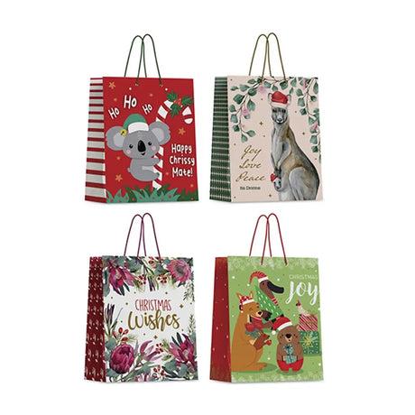 Dats Gift Bag Xmas Australiana 157gsm S w JHook 4 Asst 73165