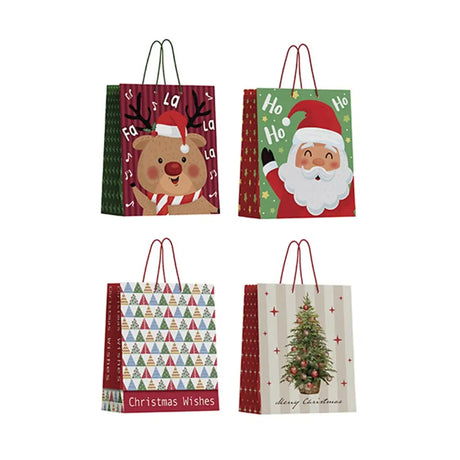 Dats Gift Bag Xmas Basic 157gsm L w JHook 4 Asst Designs 73176
