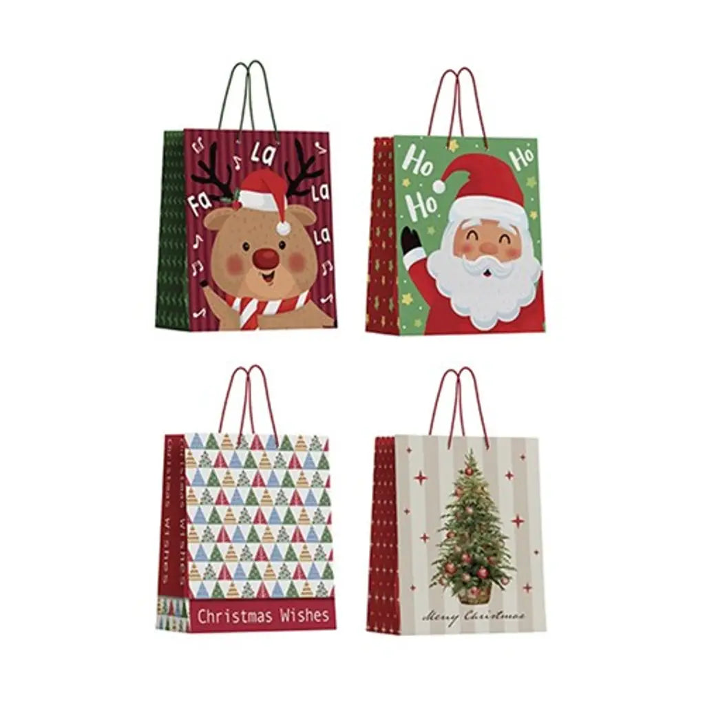 Dats Gift Bag Xmas Basic 157gsm M w JHook 4 Asst Designs 73175