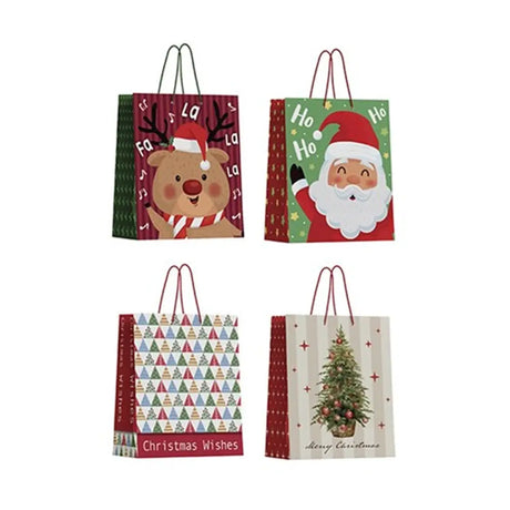 Dats Gift Bag Xmas Basic 157gsm M w JHook 4 Asst Designs 73175