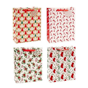 Dats Gift Bag Xmas Bottle Flocked 210gsm JHook Asst Designs 73133