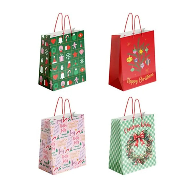 Dats Gift Bag Xmas w Foil 210gsm M w JHook Asst Designs 73134