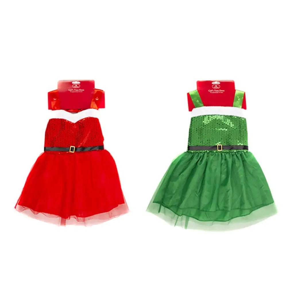 Dats Girls Xmas Dress 2 Assortd Red Green 3-5yrs 64793