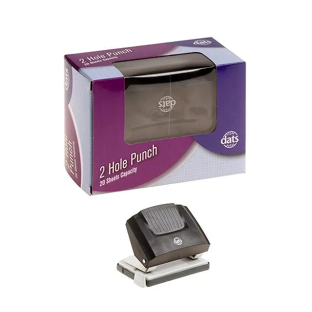 Dats Hole Punch 2 Hole 20 Sheet Capacity Grey Black 69016