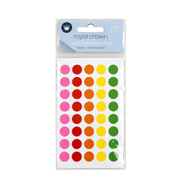 Dats Labels Multi Purpose Round Coloured 12mm 720Pk 63262