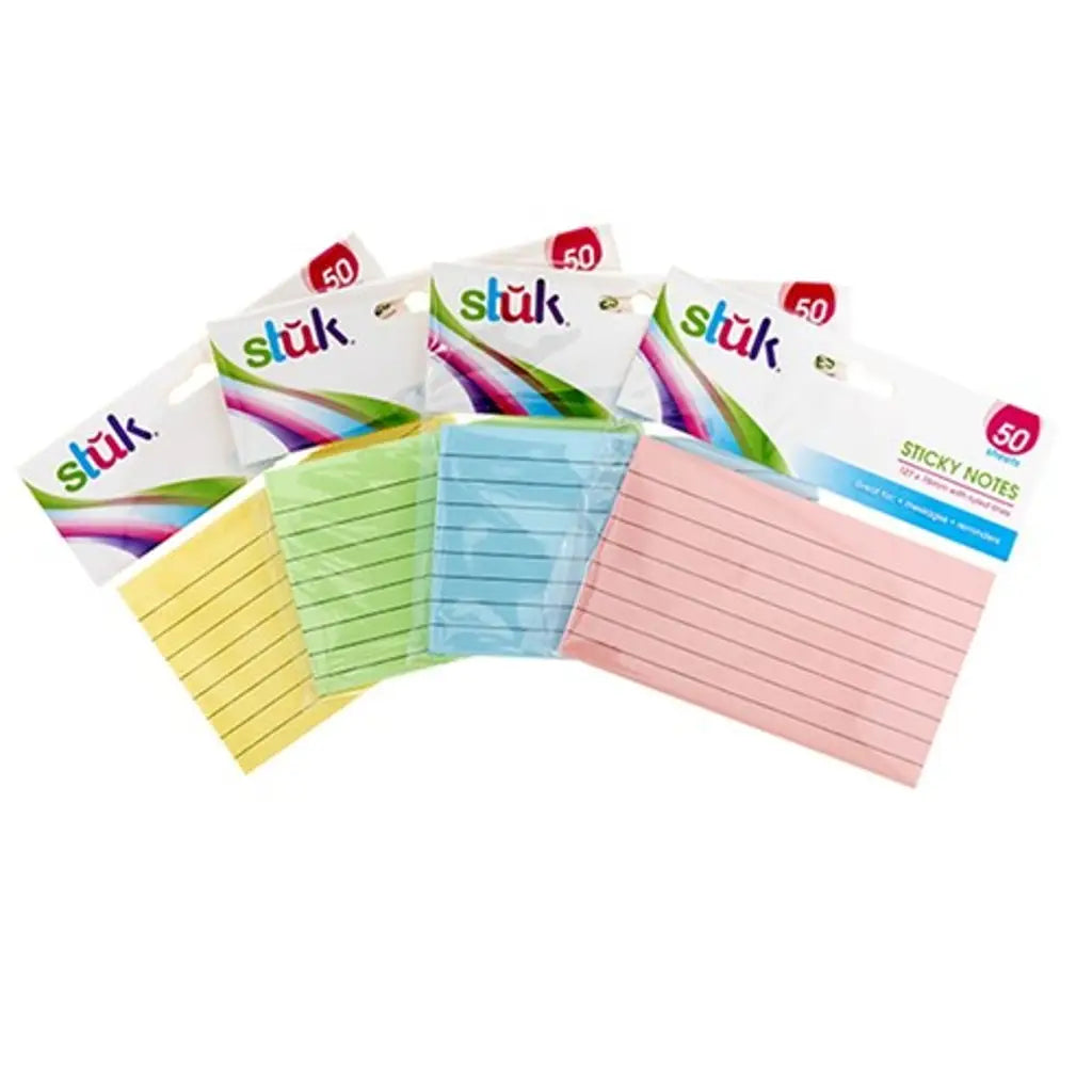 Dats Note Sticky With Lines 4 Assorted Colours 127X76mm 50Sheets 59470