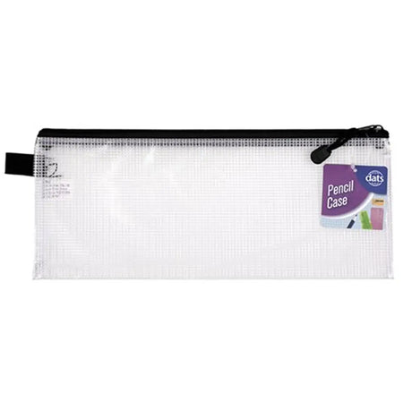 Dats Pencil Case 1 Zip Mesh Clear 340x135mm 53138