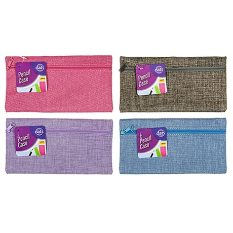 Dats Pencil Case 1 Zip Textile Assorted Colours 220x115mm 59896