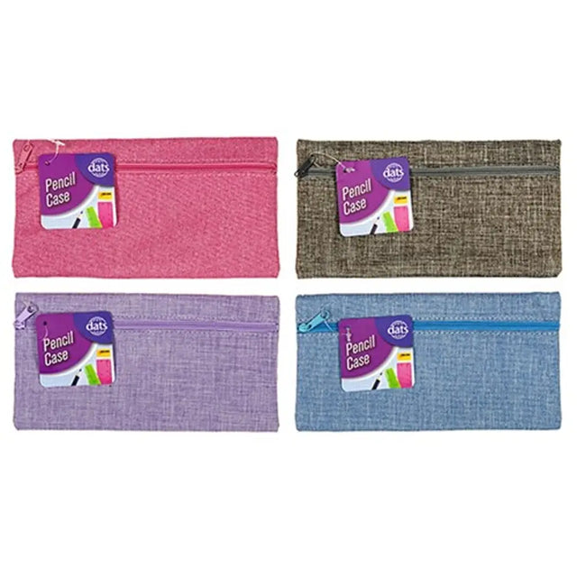 Dats Pencil Case 1 Zip Textile Assorted Colours 220x115mm 59896