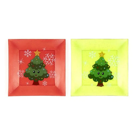 Dats Plate Square Xmas w Print 22.5cm Asst Cols 73011
