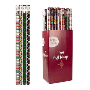 Dats Wrap Paper Xmas 3Mx99cm 60gsm 38mm Core PDQ Asstd 69632